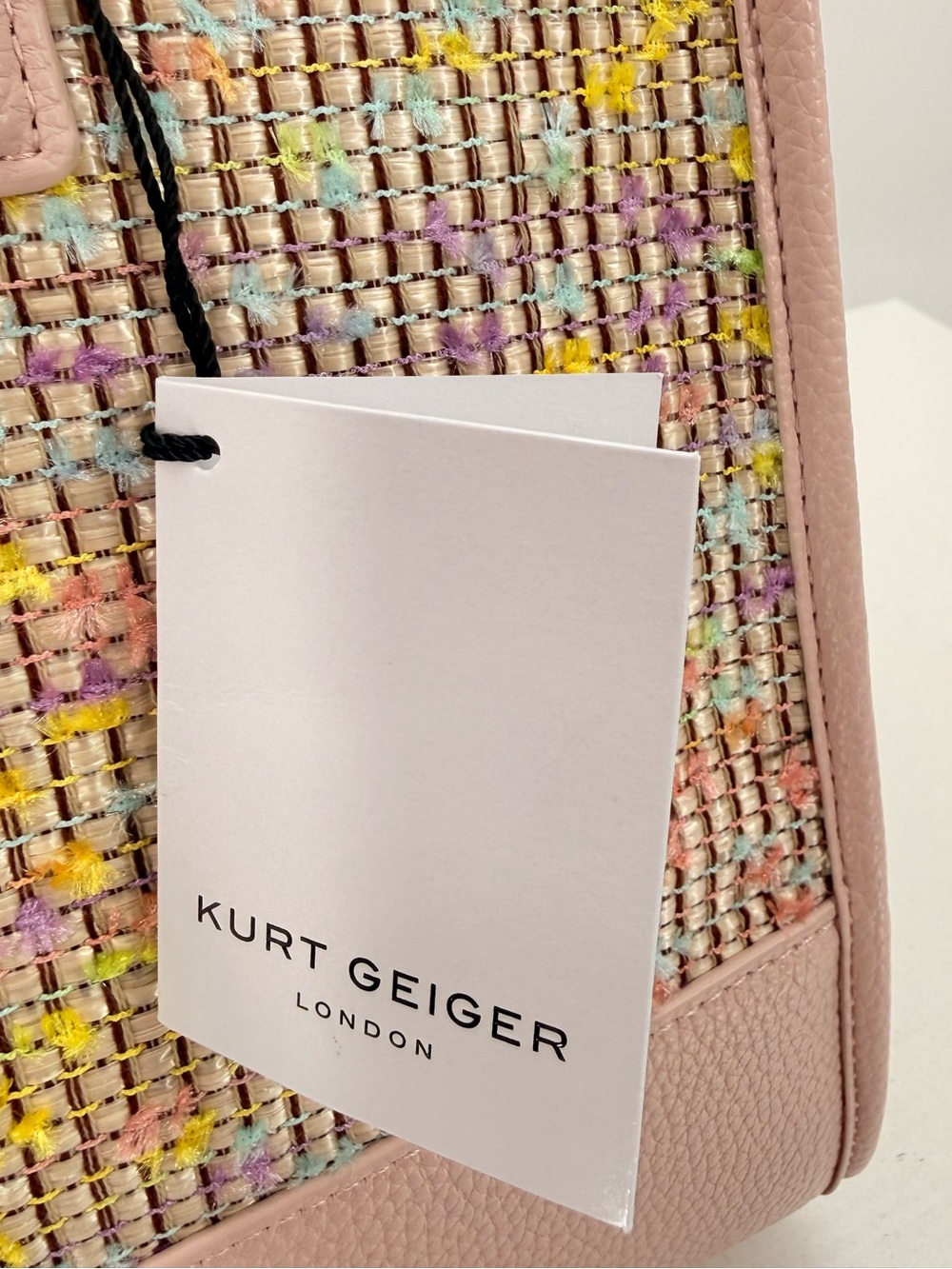 KURT GEIGER LONDON Chiswick Top Handle Tote Bag Pastel Pink Woven - Picture 10 of 10